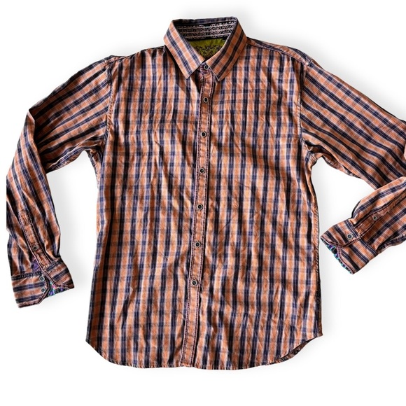 Robert Graham Plaid Long Sleeve Euro Fit Button Down Short Size L - Picture 1 of 12